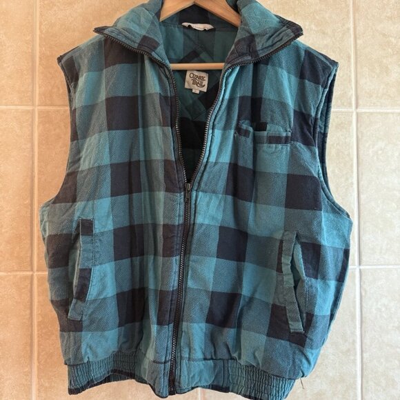 Vintage Y2k Ozark Trail Flannel Plaid Insulated Zip Vest Jacket Outdoor Large - Picture 7 of 10